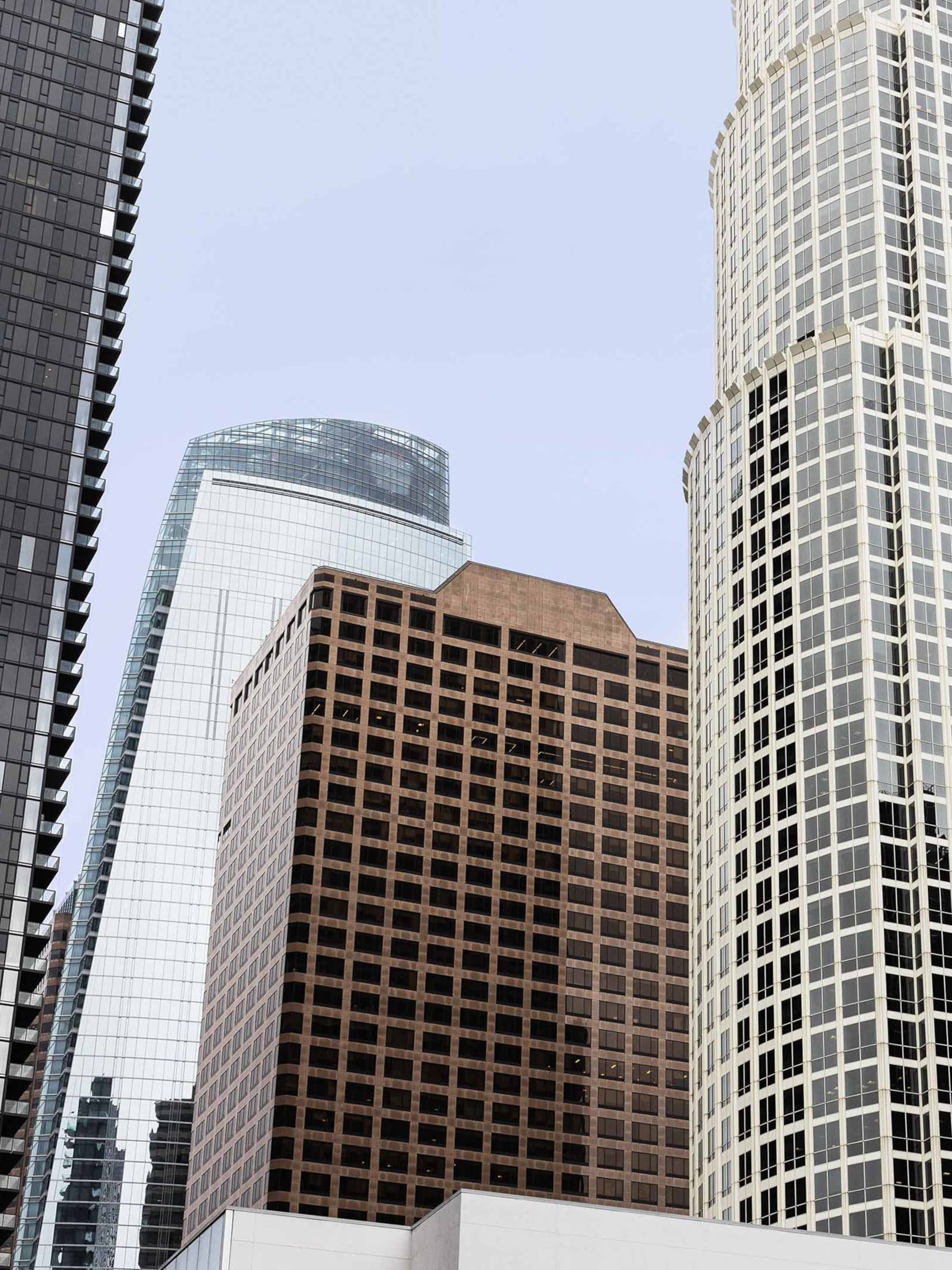 Skyscrapers against a cloudy sky