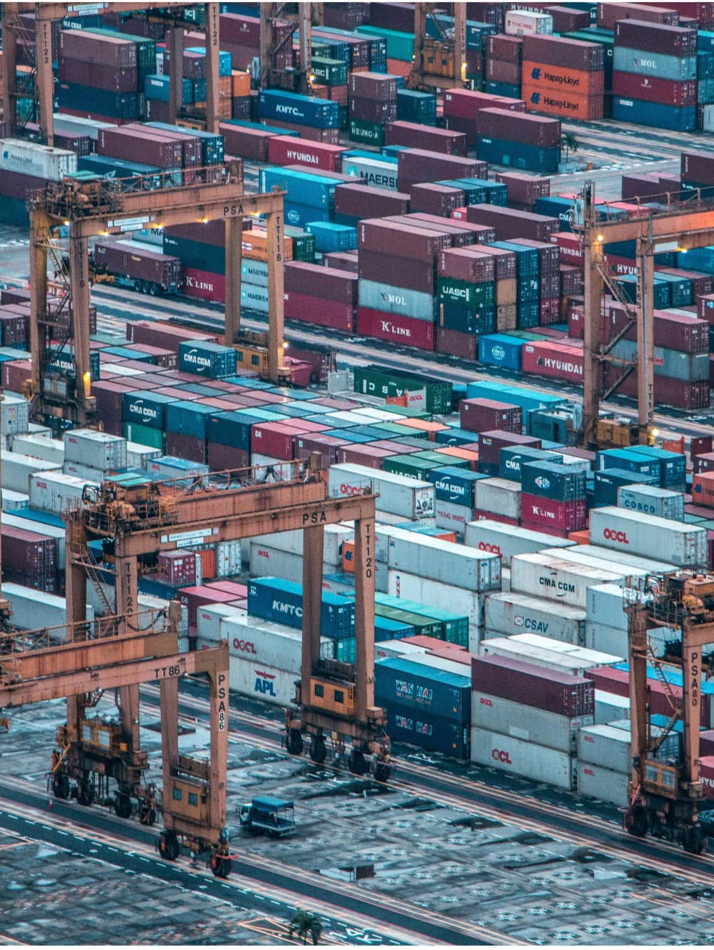 A container terminal viewed from above